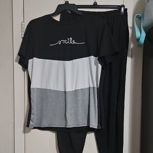 Plus Women's Black and Gray Comfy Set